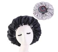 Cuffia seta capelli notte Grande cofano in raso Berretto da notte in seta for Cofano lungo in con fascia for la testa Avvolgere il bordo del for le donne Capelli ricci a treccia(Shuangceng Black)