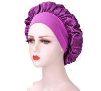 Cuffia seta capelli notte Grande cofano in raso Berretto da notte in seta for Cofano lungo in con fascia for la testa Avvolgere il bordo del for le donne Capelli ricci a treccia(Kuan D Purple)
