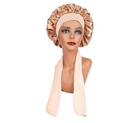 Cuffia seta capelli notte Grande cofano in raso Berretto da notte in seta for Cofano lungo in con fascia for la testa Avvolgere il bordo del for le donne Capelli ricci a treccia(MiddleKHAKI)