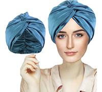 Cuffia Seta Capelli Ricci, Cuffia Capelli Ricci Notte per Dormire, Doppio Strato Cuffia di Seta per la Notte Capelli Ricci, Abbina Fascia Elastica Forte Applicare al Lavaggio, Trucco, Sport
