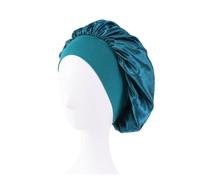Cuffia Seta Cappello da Notte da Donna in Raso Solido a Tesa Larga con Fascia Elastica for la Testa, for la Cura dei Capelli, Cappello da Notte per Donna Bambina(Teal)