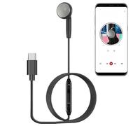 Cuffia singola con cavo - Auricolare mono da 120 cm, Auricolare da 3,5 mm di Tipo C, Microfono In Linea Con Controllo del Volume, Design Leggero | Auricolari a eliminazione del rumore per