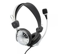 Techly 361971 Cuffia Stereo con Microfono e Controllo Volume Nero/Argento