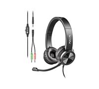 Cuffia Stereo con Microfono Jack 3,5 mm con Adattatore Doppio Jack