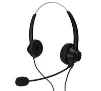Cuffia Telefonica Binaurale RJ9 con Microfono HD con Archetto Flessibile per il Servizio Clienti, Nera