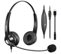 Cuffie 3,5mm per Telefono Cellulare con Microfono Cancellazione del Rumore | Auricolare PC per Computer, Laptop, iPhone, Smartphone, Ufficio, Zoom, MS Team, Seminario Web, Chat Chiare, Comfort
