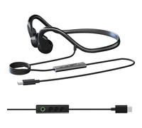 Cuffie a conduzione ossea cablate con microfono, auricolari sportivi resistenti all'acqua IPX5, leggere per la corsa e l'allenamento.