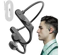 Cuffie a conduzione ossea, con denti blu, cuffie sportive a prova di sudore, impermeabili, a lunga durata della batteria, per ciclismo, arrampicata, jogging, esercizi, guida attività all'aperto