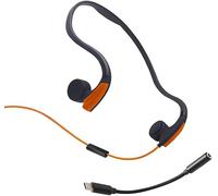 Cuffie a conduzione ossea, cuffie sportive a conduzione ossea cablate con orecchio aperto, jack da 3,5 mm, con cavo adattatore di tipo C, for sport, corsa, guida, ciclismo, allenamenti, arancione, blu