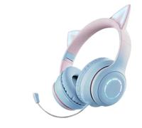 Cuffie a orecchie di gatto con microfono RGB LED si illuminano e | Cuffie RGB Illuminazione con Voce Smartphone Bambini Adulti PC