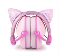 Cuffie antirumore per bambini con orecchie di gatto rosa, regolabili, antirumore, per lo studio e il sonno dei bambini, con cancellazione del rumore