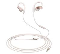Cuffie aperte con filo e ganci per le orecchie, cuffie da corsa con microfono e controllo in linea, 3,5 mm/tipo C, cuffie stereo cablate per sport, ciclismo, jogging, palestra, allenamenti (beige