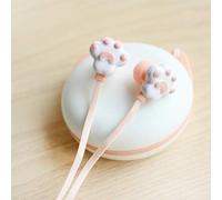 Cuffie auricolari Cute Creative Kitten Claw con bellissima scatola di conservazione cablate da studente 3 5mm design cartoon per uso quotidiano viaggio e esercizio fisico