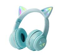 Cuffie auricolari senza fili per orecchie di gatto, per orecchie di gatto con microfono, LED Light Kitty con e comode per orecchie