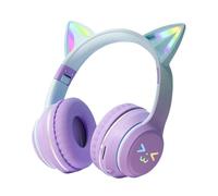 Cuffie auricolari senza fili per orecchie di gatto, per orecchie di gatto con microfono, LED Light Kitty con e comode per orecchie