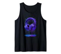 Cuffie Blu Elettrico DJ Gamer Music Art Paint Drip Canotta