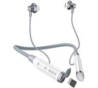 Cuffie Bluetooth 100 Ore Di Lavoro, Auricolare Bluetooth Per Camionista, Auricolari Magnetici Wireless Con Archetto Da Collo, Auricolari Con Cancellazione Del Rumore V5.0 Con Microfono,Bianco,Sere