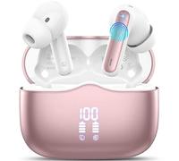 Cuffie Bluetooth, 2025 Auricolari Bluetooth 5.4 In Ear HiFi Stereo, 40 Ore Cuffie Wireless con 4 Mics ENC Cancellazione Rumore, LED USB-C, IP7 Impermeabili Cuffiette Senza Fili per iOS Android, Rosa