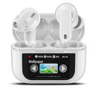 Cuffie Bluetooth, 2025, senza fili, con touchscreen, Bluetooth 5.4, ANC+ENC, cancellazione del rumore, buds in-ear con schermo, stereo 3D, auricolari wireless Hi-Fi stereo e controllo touch, bianco