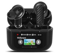 Cuffie Bluetooth, 2025, senza fili con touchscreen, Bluetooth 5.4, ANC+ENC, Cancelling del rumore, buds in-ear con schermo, 3D stereo wireless, Hi-Fi stereo e controllo touch, nero