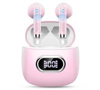 Cuffie Bluetooth 5.3, Auricolari Bluetooth HiFi Stereo Cuffie Wireless In Ear con ENC Mics, Cancellazione Rumore Cuffiette Senza Fili Sport IP7 Impermeabili, Auricolare Wireless LED Display 42H Pink