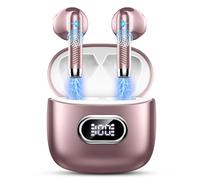 Cuffie Bluetooth 5.4 Con 4 Mic, Auricolari Wireless In-Ear Bassi Potenti, Cancellazione Rumore, 42H LED Display USB-C, IP7 Impermeabili, Ora Rosa