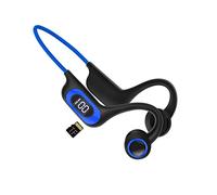 Cuffie Bluetooth a conduzione ossea, con microfono a conduzione aerea, auricolari sportivi, display per schede TF e slot per schede per esterni, corsa, ciclismo, guida, palestra (Blu)