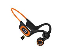 Cuffie Bluetooth a conduzione ossea, con microfono a conduzione aerea, auricolari sportivi, display per schede TF e slot per schede per esterni, corsa, ciclismo, guida, palestra (Arancione)