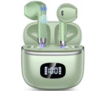 Cuffie Bluetooth, Auricolari Bluetooth 5.3 Stereo HiFi con 4 ENC Mic, 40 Ore Sport Cuffie Wireless IP7 Impermeabili con LED Display, Touch Control Cuffiette per Androide iOS, Ricarica Rapida Verde