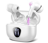 Cuffie Bluetooth, Auricolari Bluetooth 5.4 con Stereo HiFi, Cuffie Wireless in Ear 4 Mic ENC Cancellazione Rumore, 40 Ore, LED Display, USB-C, IP7 Cuffiette Sport, Biancochiaro