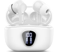 Cuffie Bluetooth, Auricolari Bluetooth 5.4 con Stereo HiFi, Cuffie Wireless in Ear 4 Mic ENC Cancellazione Rumore, 40 Ore, LED Display, USB-C, IP7 Impermeabili Cuffiette Sport per iOS Android, Bianco