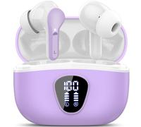 Cuffie Bluetooth, Auricolari Bluetooth 5.4 con Stereo HiFi, Cuffie Wireless in Ear 4 Mic ENC Cancellazione Rumore, 40 Ore, LED Display, USB-C, Impermeabili Cuffiette Sport per iOS Android, ViolaChiaro