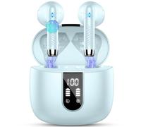 Cuffie Bluetooth, Auricolari Bluetooth 5.4 Cuffie Wireless in-ear con 4 ENC Mic, Cuffie Senza Fili Cancellazione Rumore, Mini Cuffiette Bluetooth IP7 Impermeabile HiFi Stereo LED Display USB-C Ciano