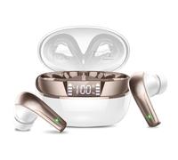 Cuffie Bluetooth, Auricolari Bluetooth 5.4, HiFi Stereo Cuffie Wireless con 4 ENC Mic, 40 Ore, IP7 Impermeabili Cuffie Senza Fili, Cuffiette USB C, Auricolare bluetooth per Android/iOS, Oro Bianco