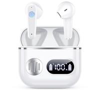 Cuffie Bluetooth,Auricolari Bluetooth 6.1 - Cuffie Wireless con 6 ENC Cancellazione Rumore Mics, Cuffie in Ear 48 Ore di Riproduzione, Cuffiette Senza Filo Stereo HiFi per iOS/Android - Avorio Bianco