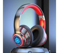 Cuffie Bluetooth Cailmei Macaron colorate con luce pulsante a sette colori, colore rosso