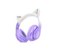 Cuffie Bluetooth compatibili hoco W42 con orecchie da gatto (viola uva): regalo a sorpresa viola uva