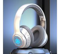 Cuffie Bluetooth con luce pulsante color macaron, ideali per lo sport e la musica, perfette come regalo.
