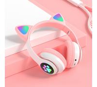 Cuffie Bluetooth con orecchie da gatto carine, praticità wireless abbinata a una qualità del suono superiore, design sicuro per l'ascolto, lunga