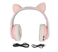 Cuffie Bluetooth con orecchie da gatto per bambini, design pieghevole con luce LED RGB, comodi paraorecchie per le lezioni online (riduzione fisica