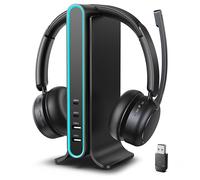 Cuffie Bluetooth Cuffie Wireless con Microfono, Qualcomm Chipset Dongle, Cuffie V5.4 con microfono per lavoro, testa di smorzamento del rumore senza fili per PC Computer Ufficio