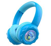 Cuffie Bluetooth per bambini con luci LED colorate, portatili, over-ear, senza fili/con cavo, 85 dB, volume sicuro 10 ore di riproduzione, microfono integrato, per ragazzi e ragazze, scuola e viaggi