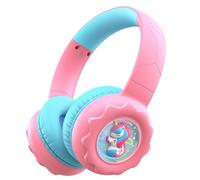 Cuffie Bluetooth per bambini, con luci LED colorate, portatili, senza fili/con cavo, 85 dB, volume sicuro 10 ore, microfono integrato, per ragazzi e ragazze, scuola, viaggi (rosa)