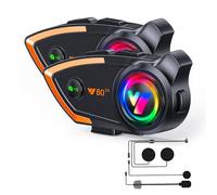 Cuffie Bluetooth per moto, 500 m, 2 Riders Bluetooth Helmet Intercom con altoparlanti CVC Noise Sound Quality Speakers Communication Systems Motorcycle Riding/Snowmobile/Cycling/Sports (2 pezzi)