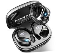 Cuffie Bluetooth Sport, 75 Ore Auricolari Bluetooth 5.4 con 4 ENC Mics, Stereo Cuffie Wireless Antirumore, IP7 Impermeabili Cuffiette Bluetooth con Display LED, Cuffie Senza Filo per Palestra/Running