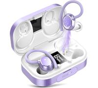 Cuffie Bluetooth Sport, Auricolari 5.3 con Mic Stereo, Cuffie Wireless con Ricarica Rapida USB-C, Cuffiette Doppio Display LED, IP7 Impermeabili Auricolare, 120H, Cuffie Senza Fili Corsa Running,Viola