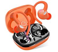 Cuffie Bluetooth Sport, Auricolari 5.4 con Mic Stereo, Cuffie Wireless con Ricarica Rapida USB-C, Cuffiette Doppio Display LED, IP7 Impermeabili Auricolare,48H,Cuffie Senza Fili Corsa Running, Arancia