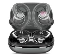 Cuffie Bluetooth Sport, Auricolari 5.4 con Mic Stereo, Cuffie Wireless con Ricarica Rapida USB-C, Cuffiette Doppio Display LED, IP7 Impermeabili Auricolare,48H,Cuffie Senza Fili Corsa Running,Grigio