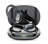 Cuffie Bluetooth sportive wireless Bluetooth 5.3 HiFi stereo con microfono ENC, 60 ore di autonomia, display LED, impermeabili IPX7, auricolari in-ear con gancio per orecchio per jogging/viaggi/corsa