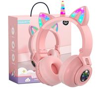 Cuffie Bluetooth Unicorn Kids, auricolari wireless pieghevoli con microfono, controllo del volume, design rosa per bambini